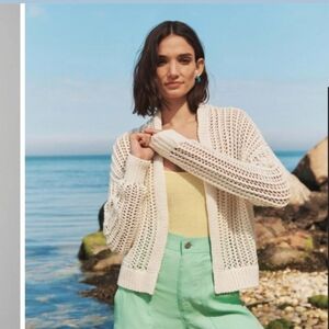 Open-Knit Cream Women's Cardigan Sweater